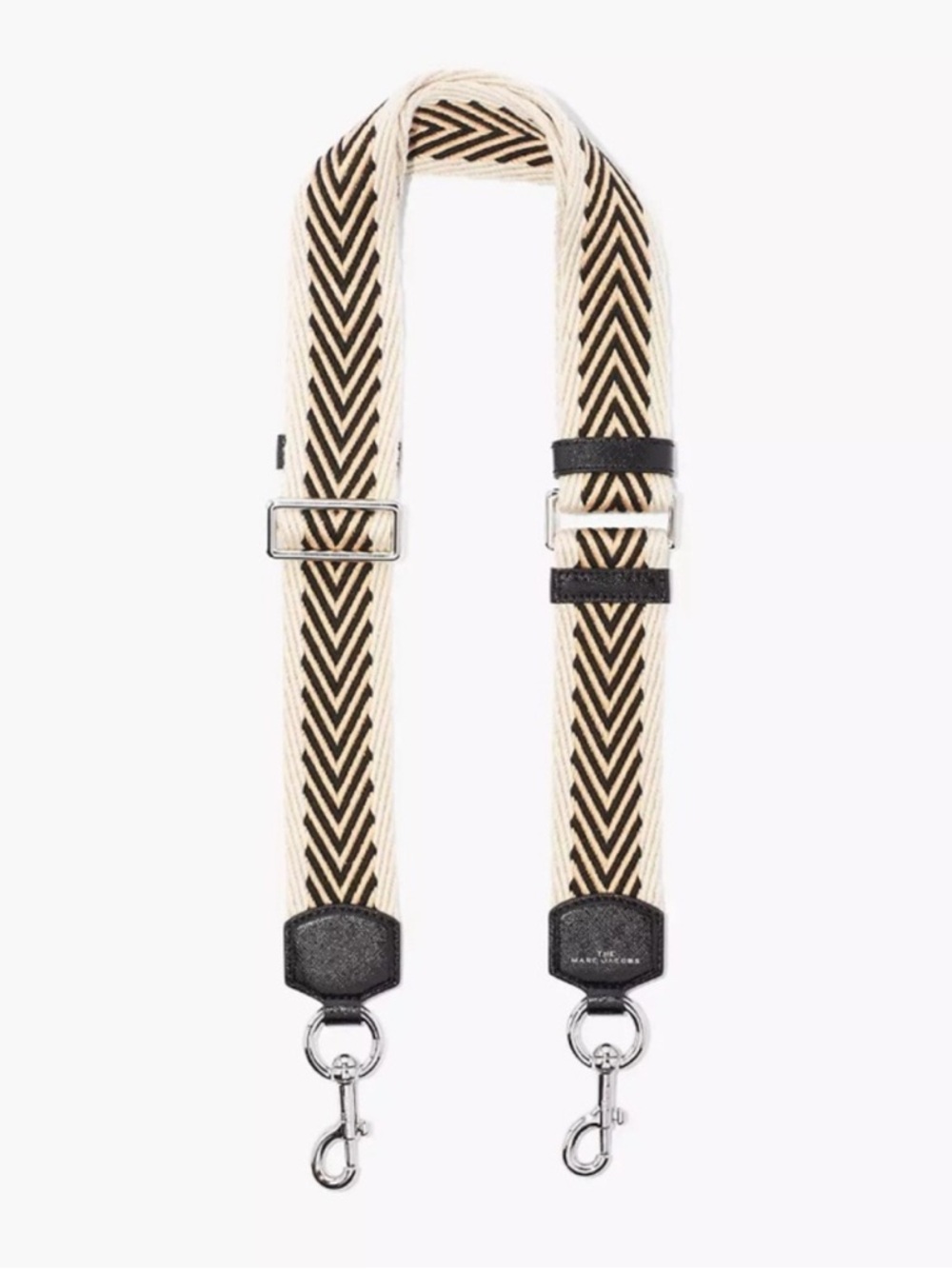 Marc Jacobs Arrow Chevron Webbing Bag Strap Black Cream Silver Adjustable 2" w.